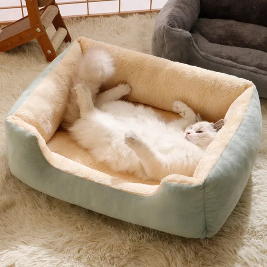 Winter Warm Pet Sofa Bed – Soft Square Kennel for Small & Medium Dogs and Cats