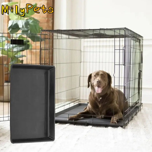 Durable Plastic Dog Crate Tray – Replacement Cage Pan for Dogs, Puppies & Small Pets, Black